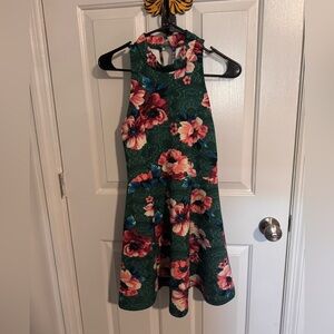 Floral Green Halter Dress